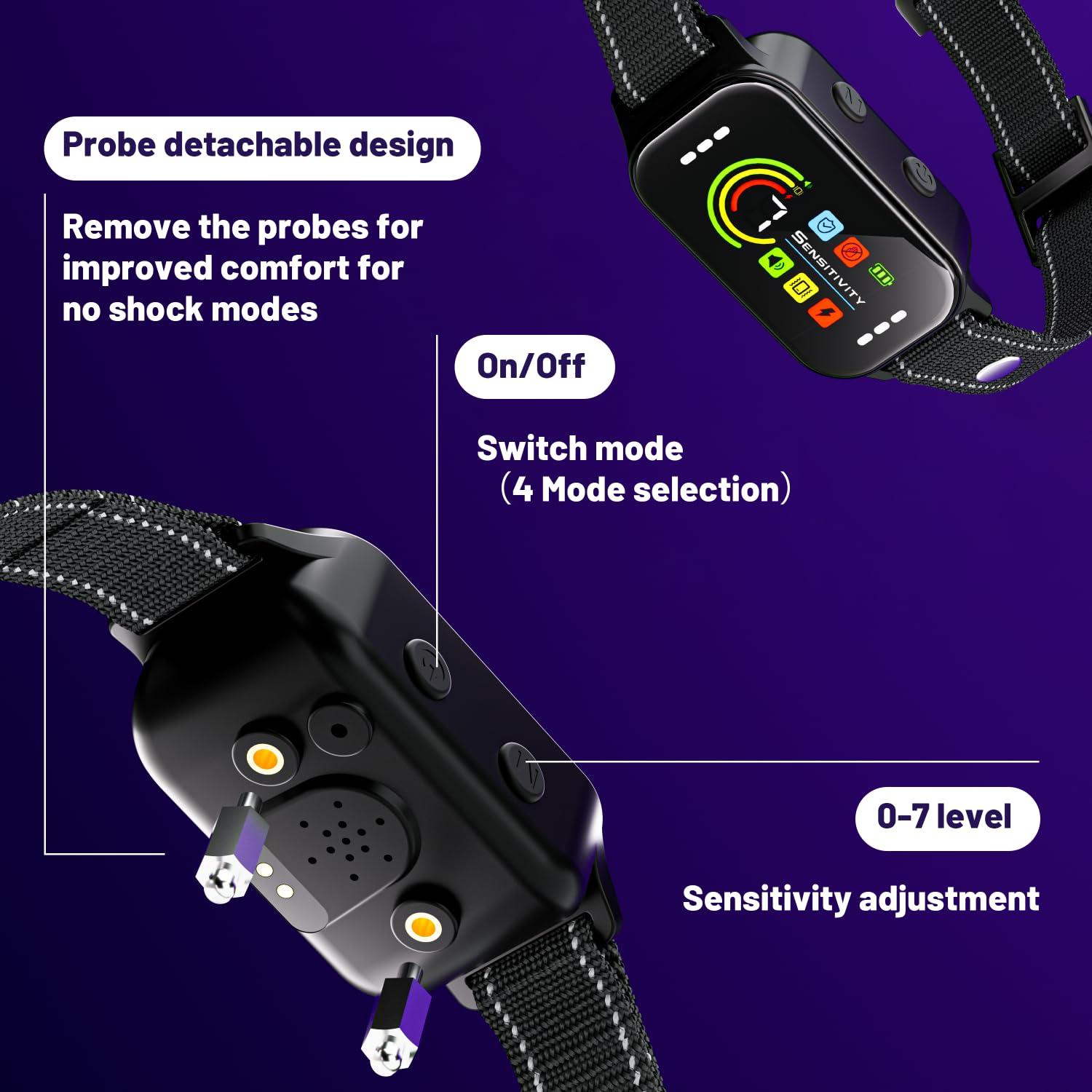 ODIFRBI Bark Collar Water Dust IP67 supports all-weather use.