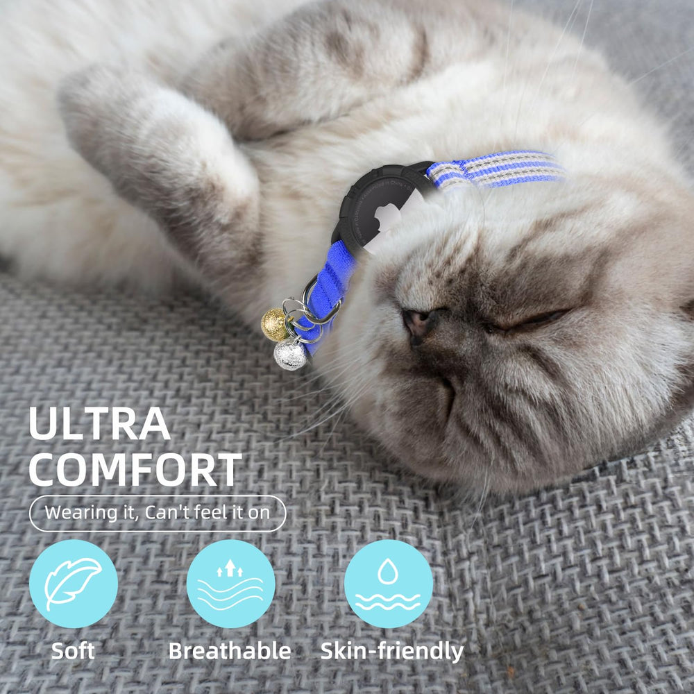 Odokele AirTag cat collar in blue color highlights safety and style.