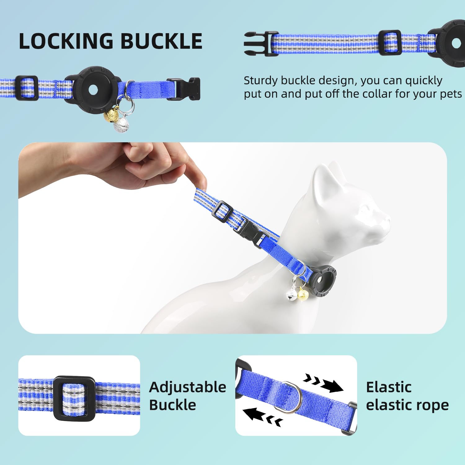 Odokele AirTag cat collar in soft nylon feels scratch-free and comfortable.