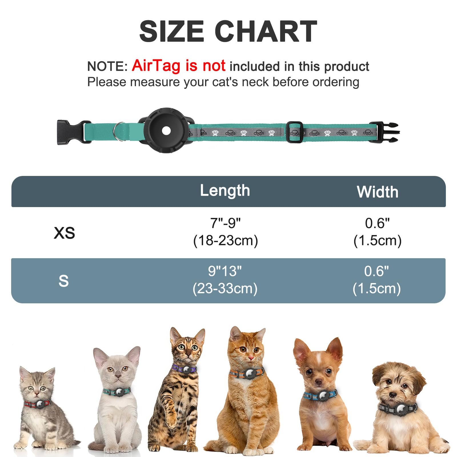 Odokele Reflective Collar offers XS and S sizes for kittens and small pets