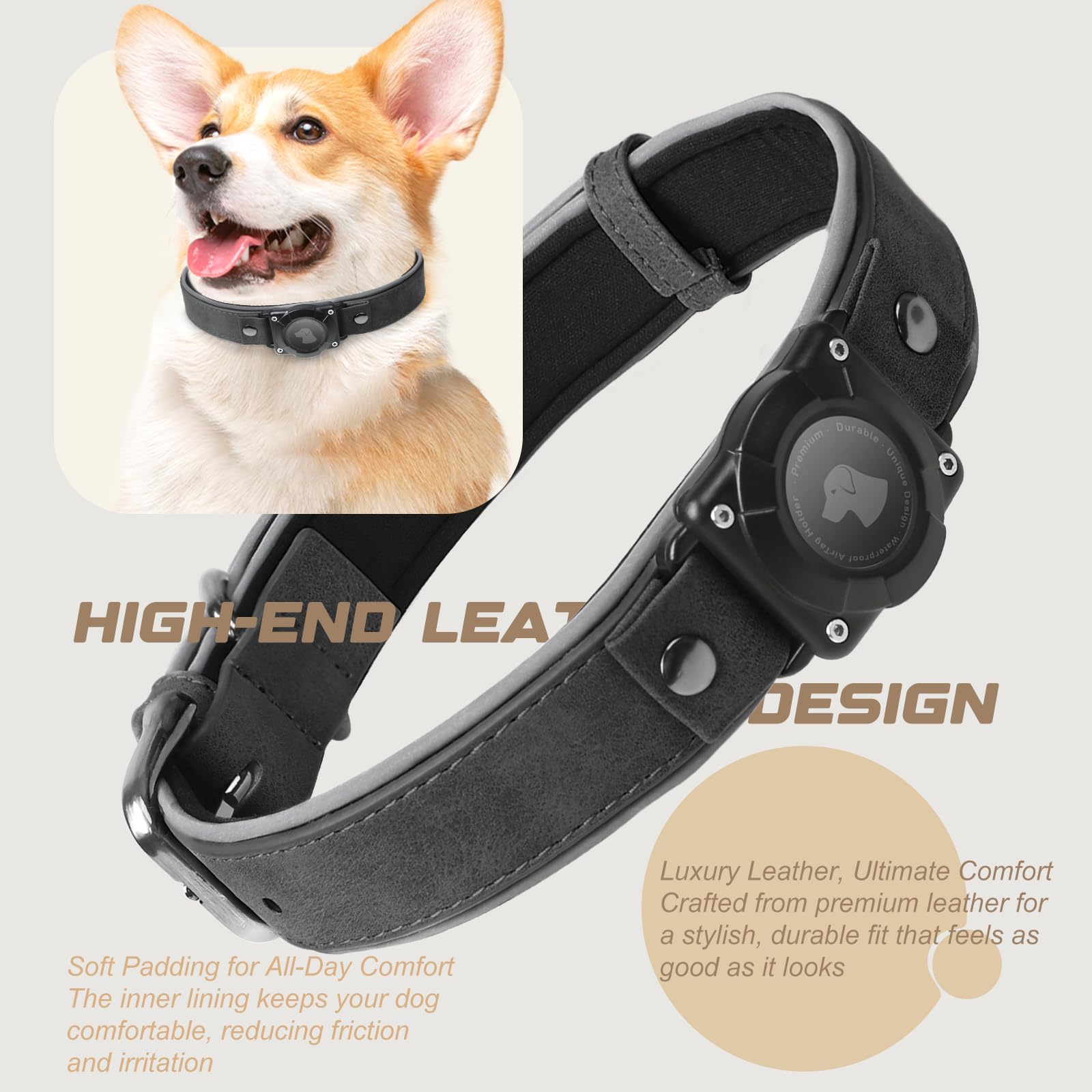 Odokele AirTag collar adjustable fit ensures snug security for mediums to large dogs