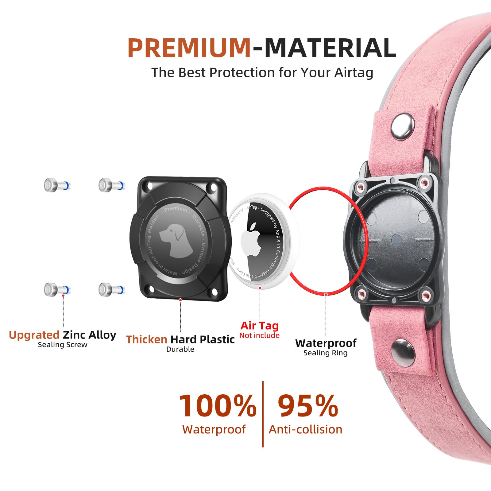 Odokele AirTag Collar waterproof design stands up to rain and splash