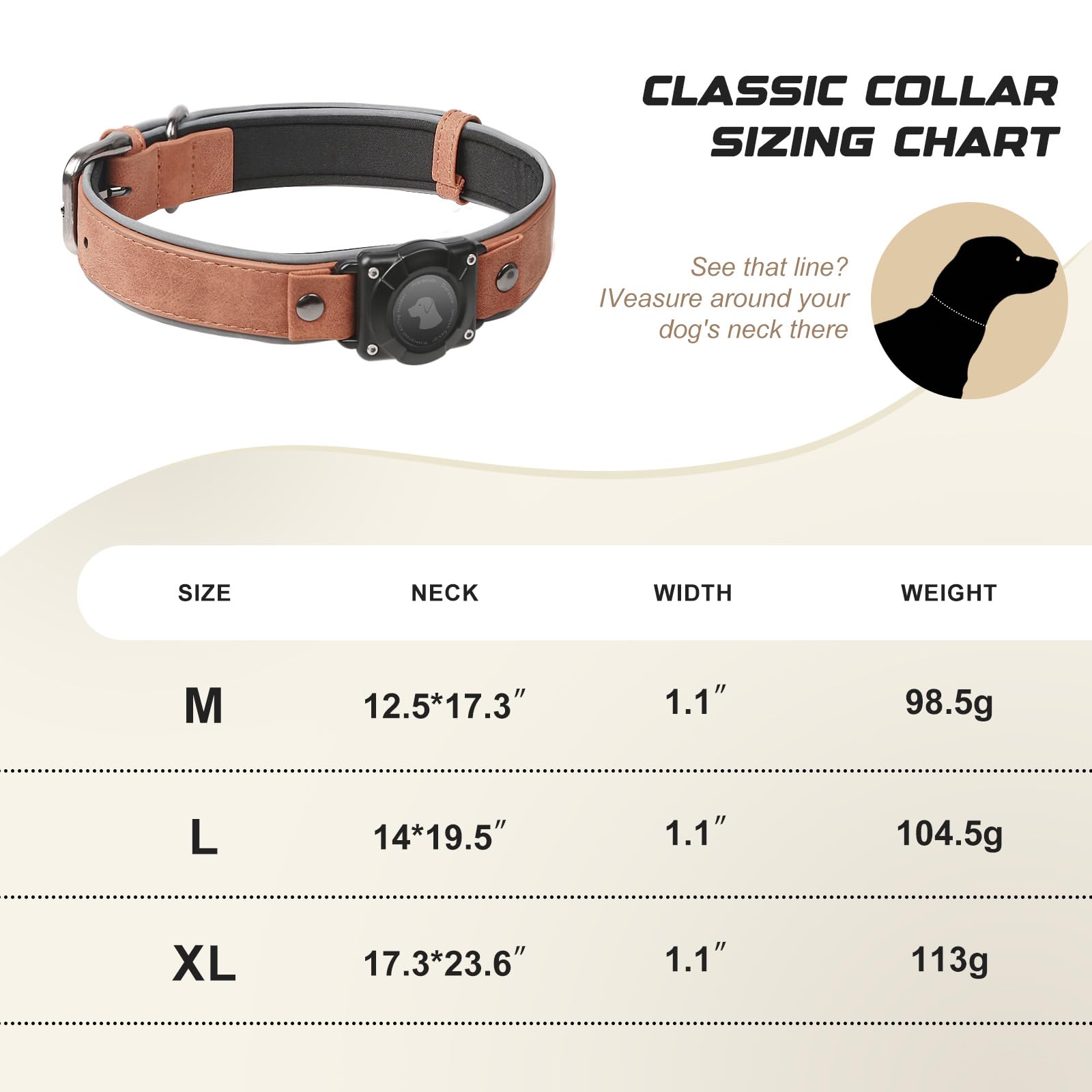 Odokele AirTag dog collar adjustable buckle enables secure fit for medium to large dogs