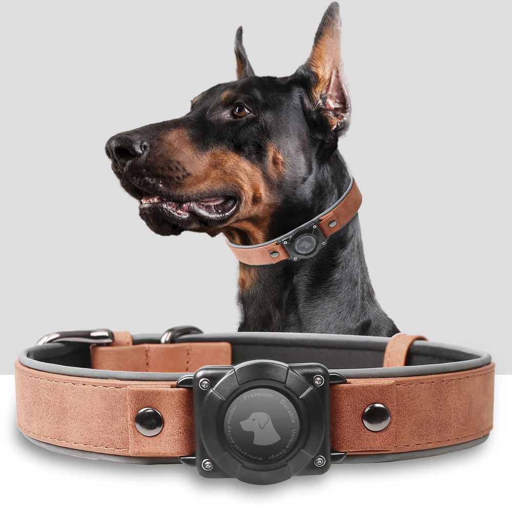 Odokele AirTag dog collar leather closeup shows durable material for daily wear