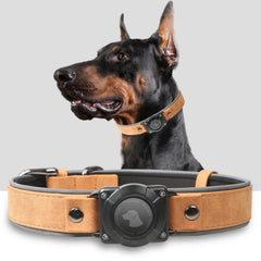 Odokele AirTag dog collar with leather holder for easy tracking on daily walks.