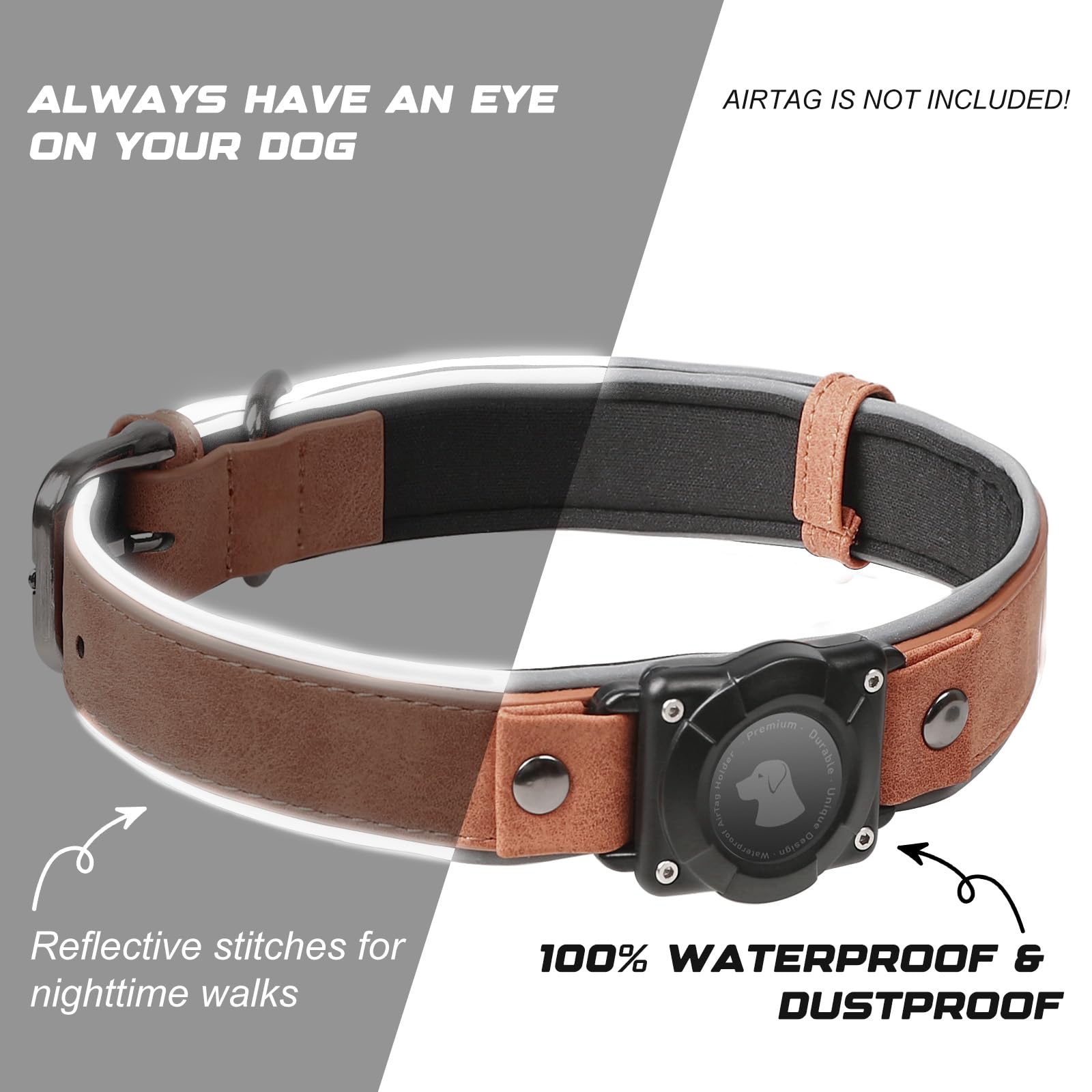 Odokele AirTag Dog Collar soft padded interior reduces chafing on longer walks.