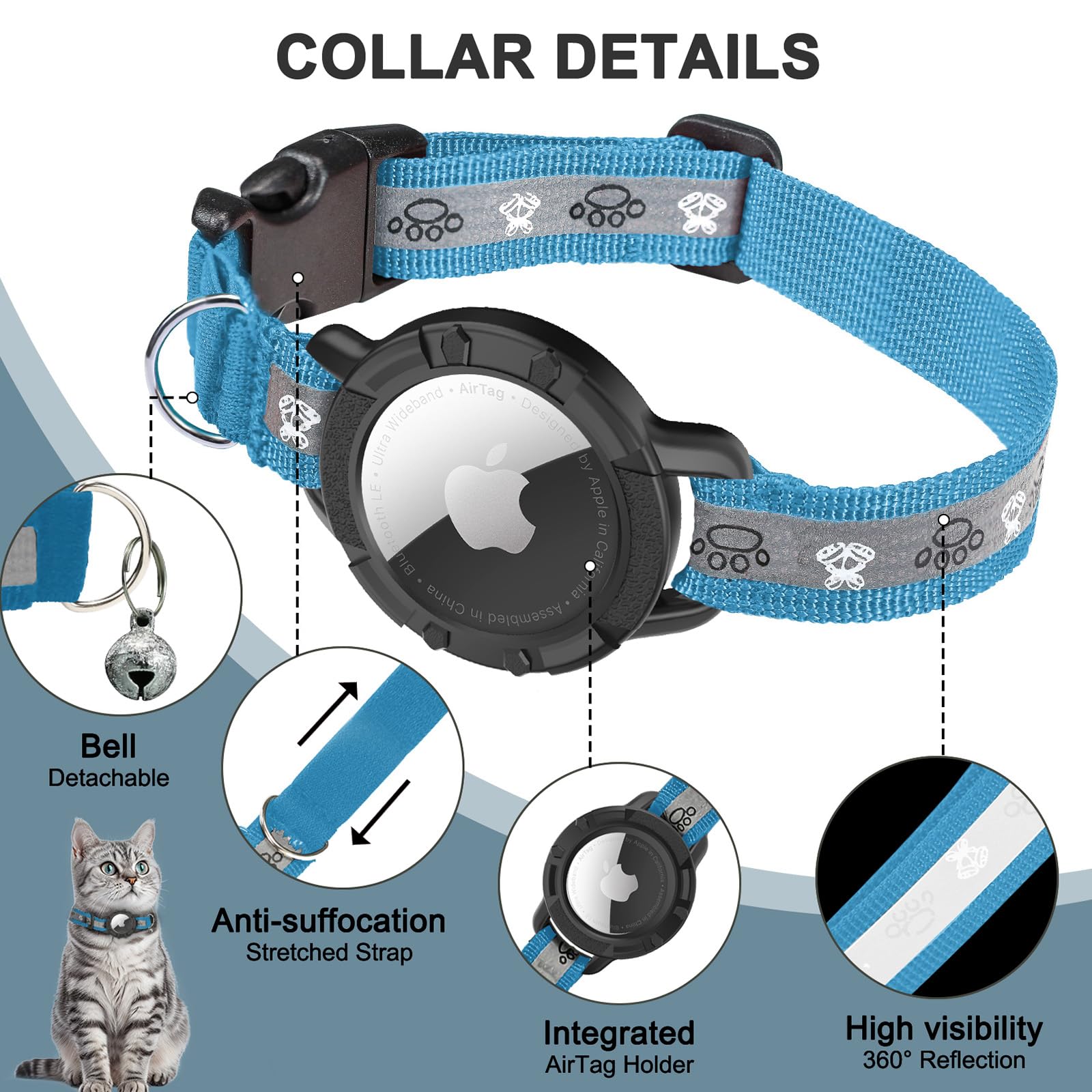 Odokele elastic safety band blue XS quick-release feature reduces snag risk