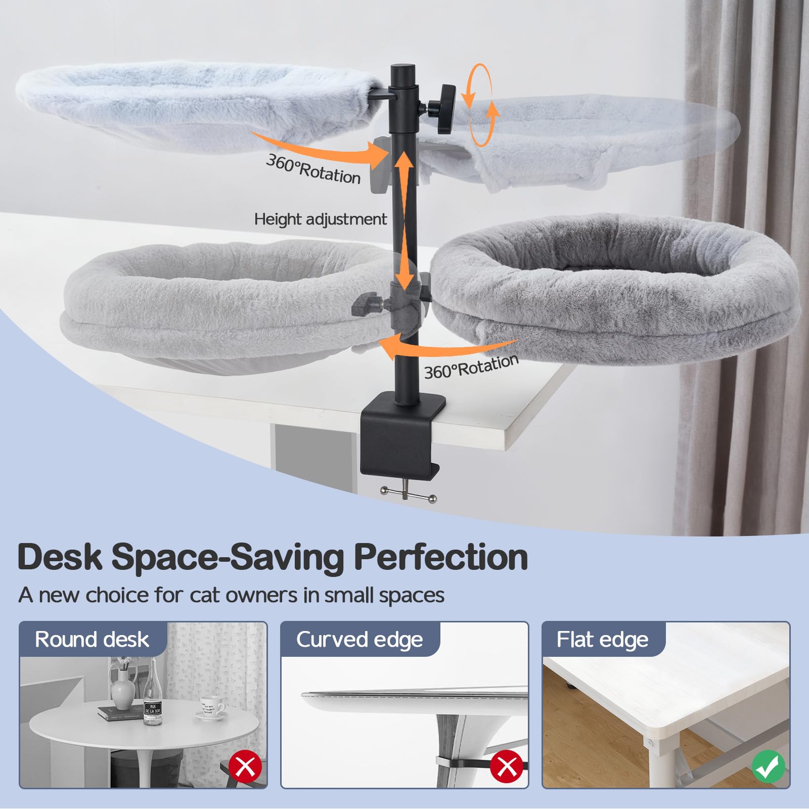 Odoland adjustable-height cat perch helps position for comfort while you work