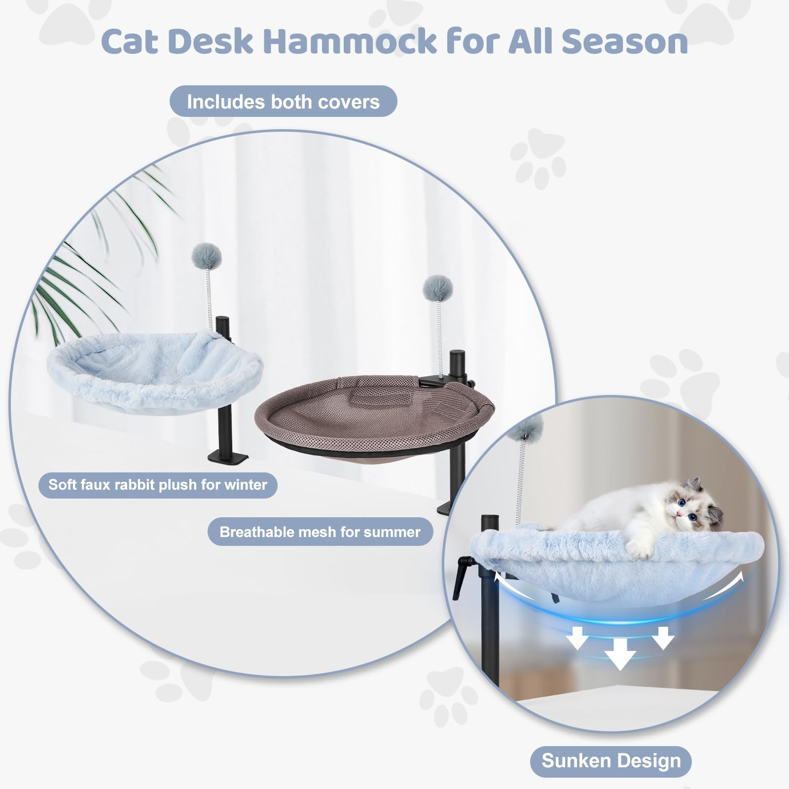 Odoland Cat Desk Bed 360° rotation for flexible lounging near you