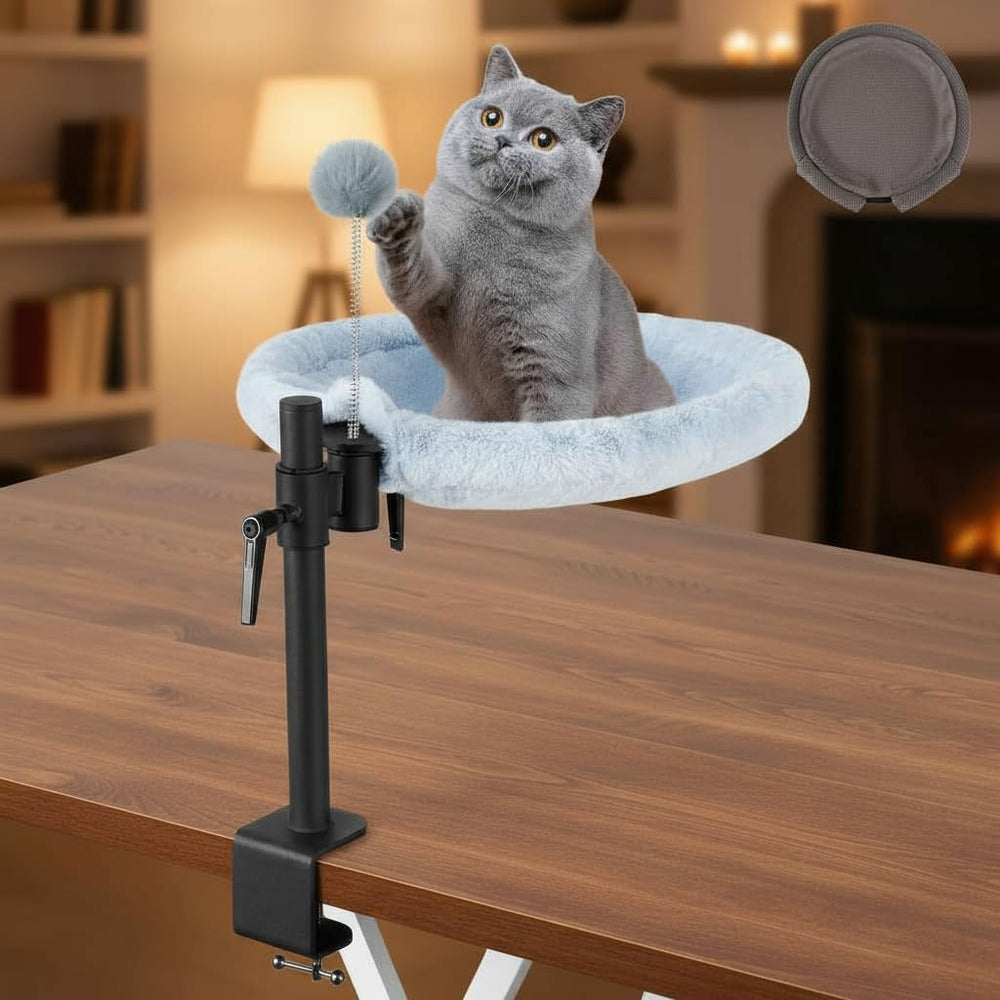 Odoland Cat Desk Bed clamp setup—no tools, quick desk attachment