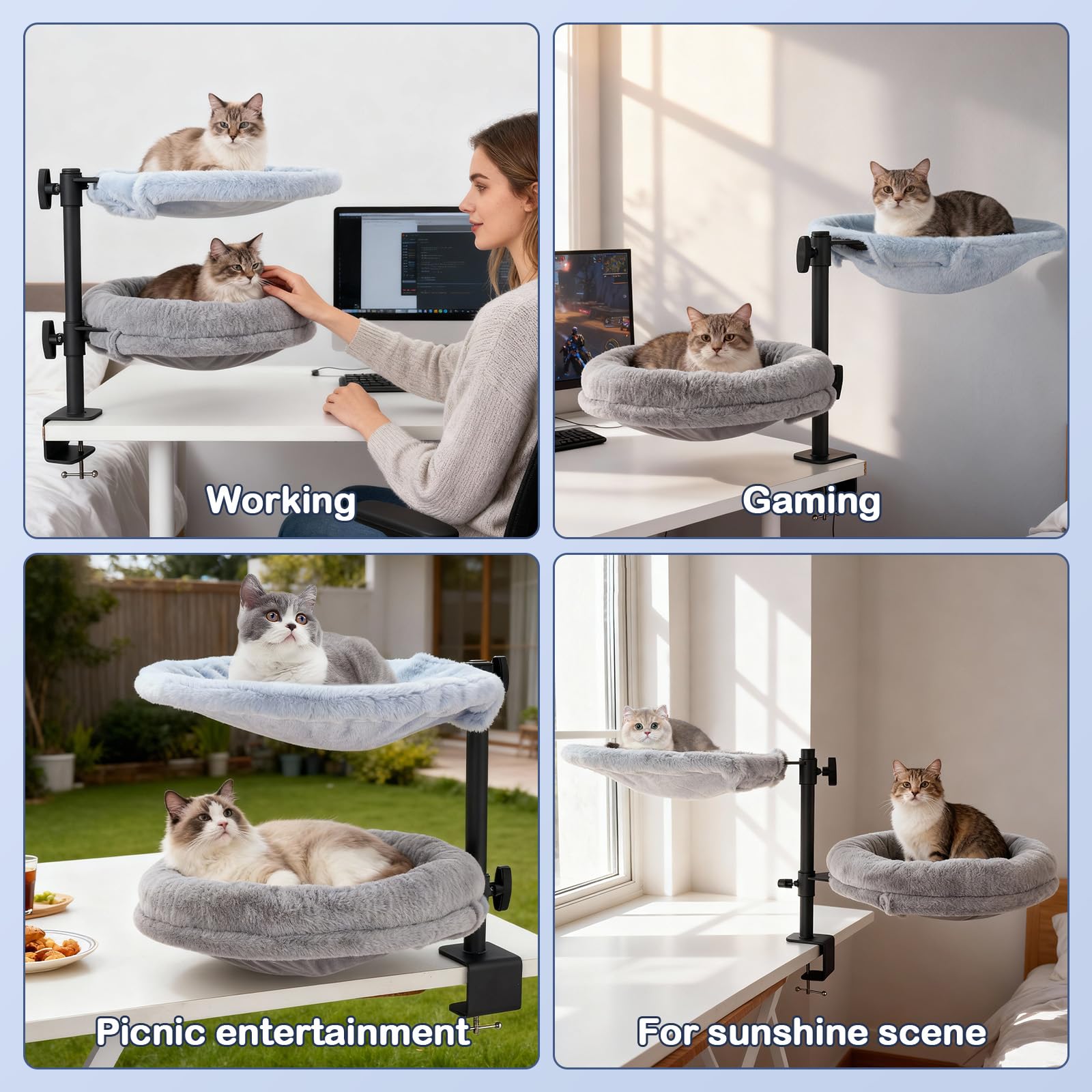 Odoland cat desk bed fits home offices and gaming setups without clutter