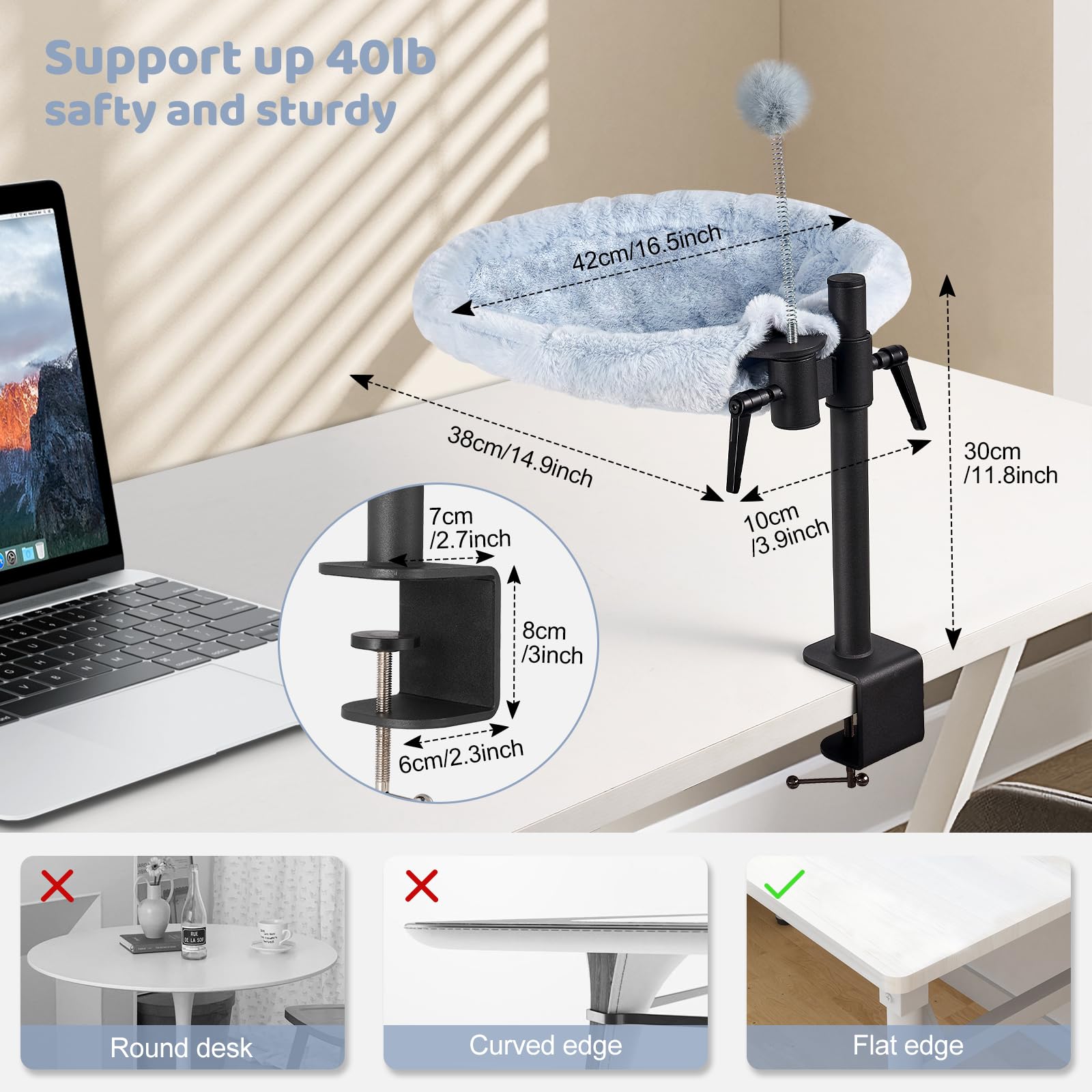 Odoland Cat Desk Bed mesh fabric—cool breathable comfort in summer