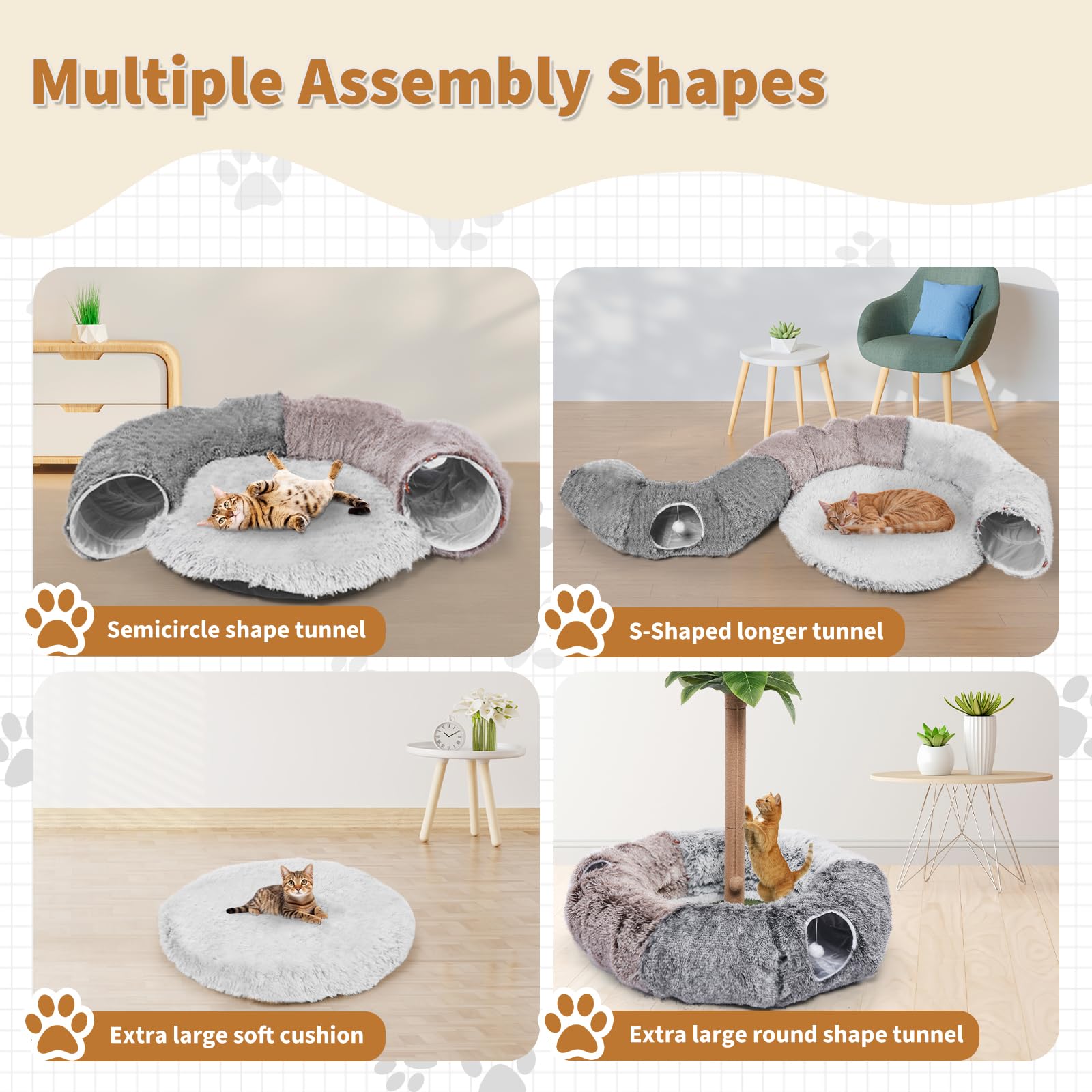 Odoland cat donut tunnel soft sofa bed – cozy hideaway for napping and lounging.