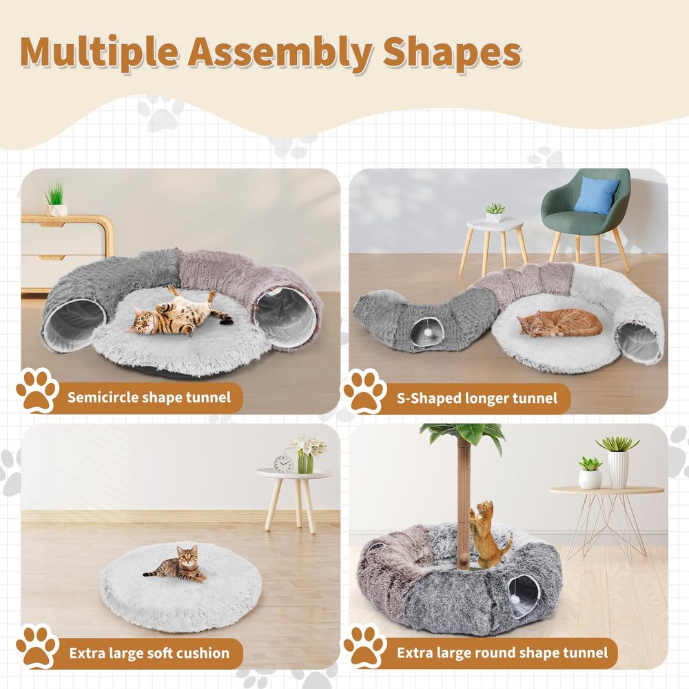 Odoland cat donut tunnel soft sofa bed – cozy hideaway for napping and lounging.