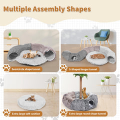 Odoland cat donut tunnel soft sofa bed – cozy hideaway for napping and lounging.