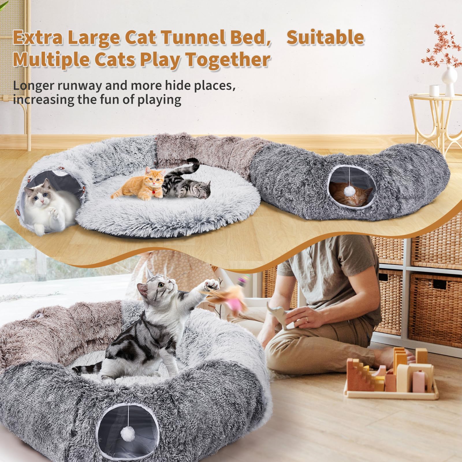 Odoland cat sofa bed inside tunnel – comfy resting spot during playtime.