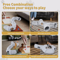 Odoland 20-piece cat toys set included with the tunnel bed