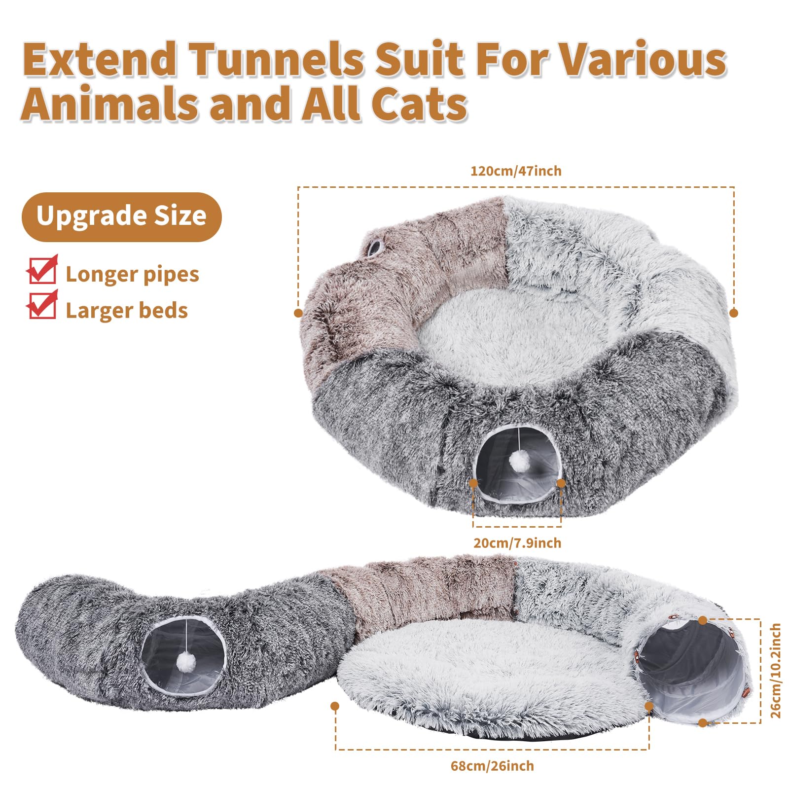 Odoland cat tunnel hanging ball feature – engaging lure to encourage play.