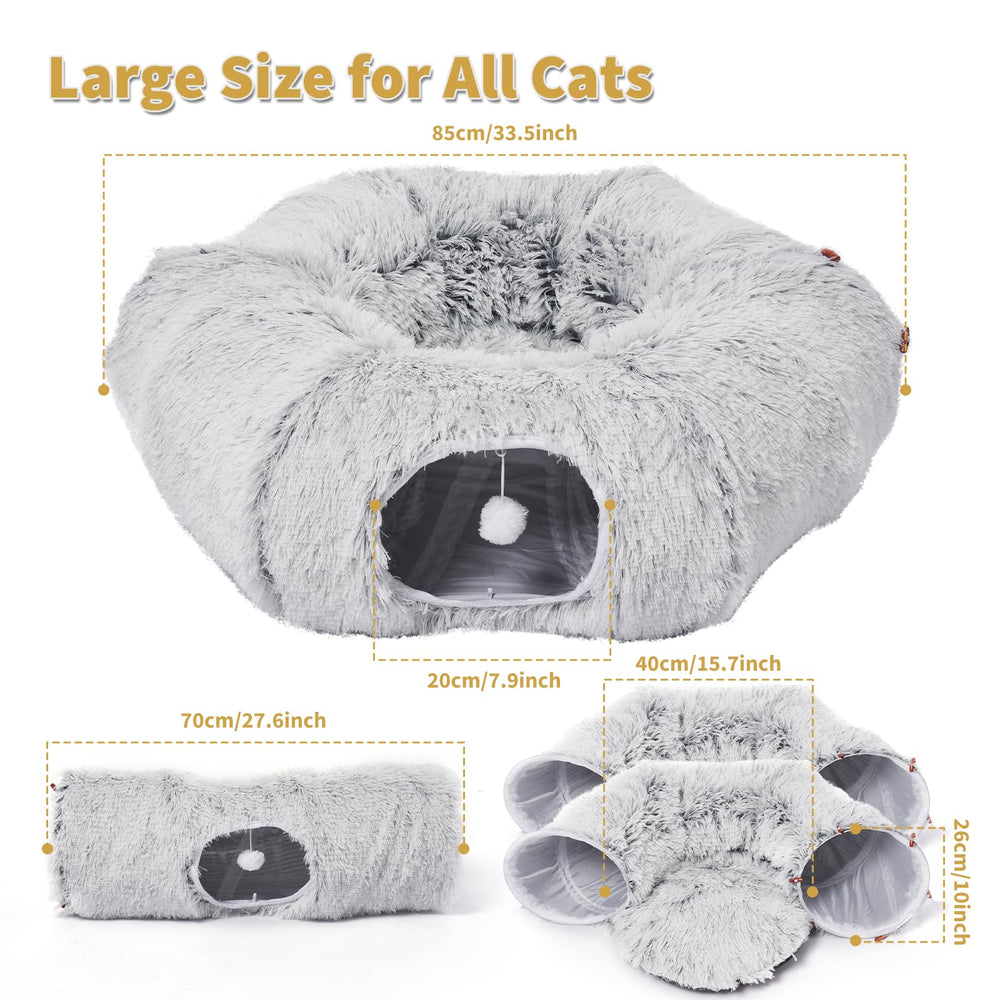 Odoland cat tunnels bed with 33-5 inch donut tunnel for spacious play