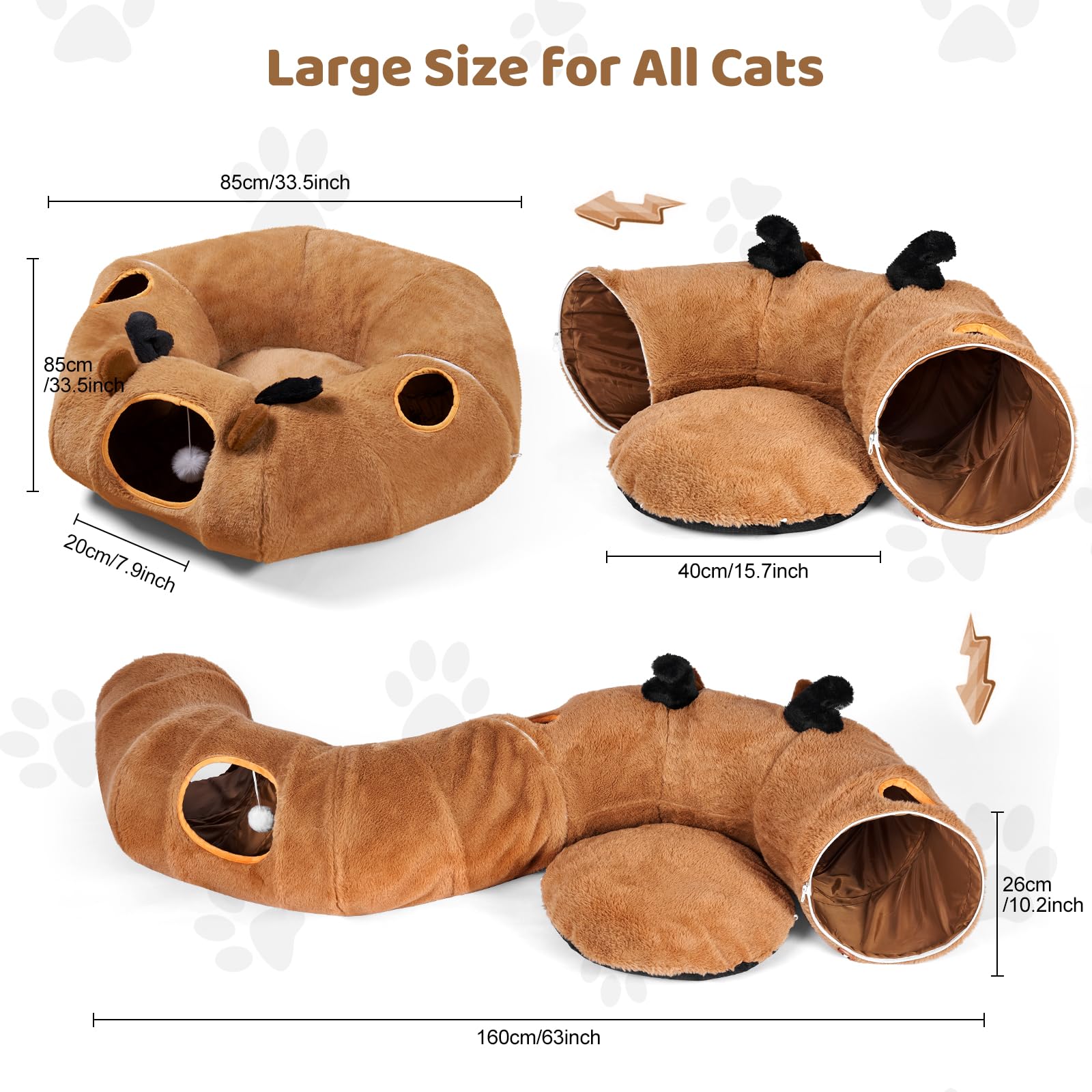 Odoland Reindeer Cat Tunnels Bed soft plush fabric for cozy naps
