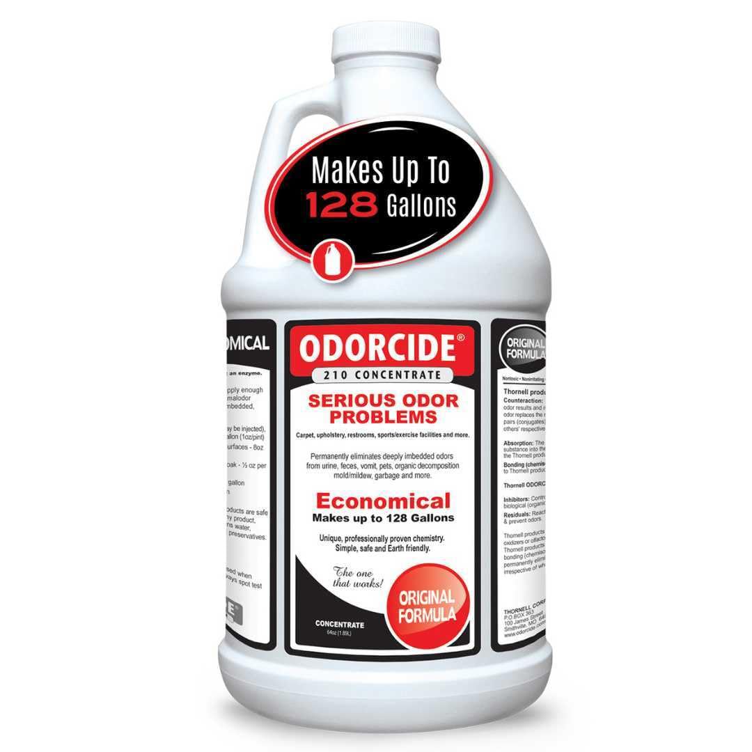 Odorcide 210 Original Scent half-gallon bottle demonstrates strong odor control.