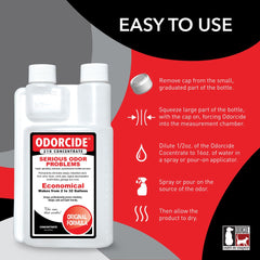 Odorcide dilution mix bottle enabling large-scale odor control.