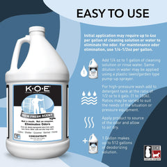 Odorcide K.O.E. Fresh Scent kennel-application saturates cages for odor relief.