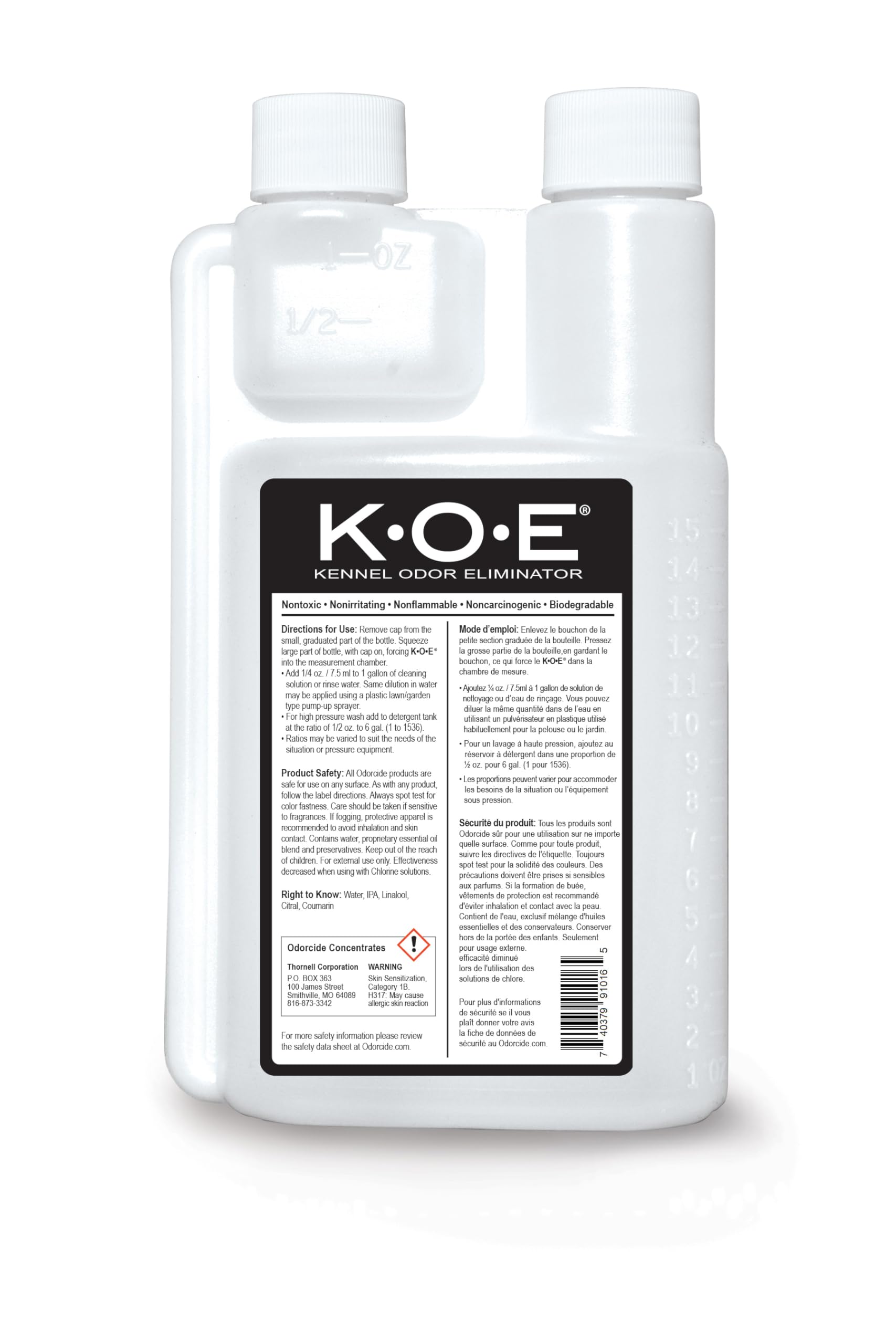 Odorcide K.O.E. Apricot image emphasizes safety for pets and children.