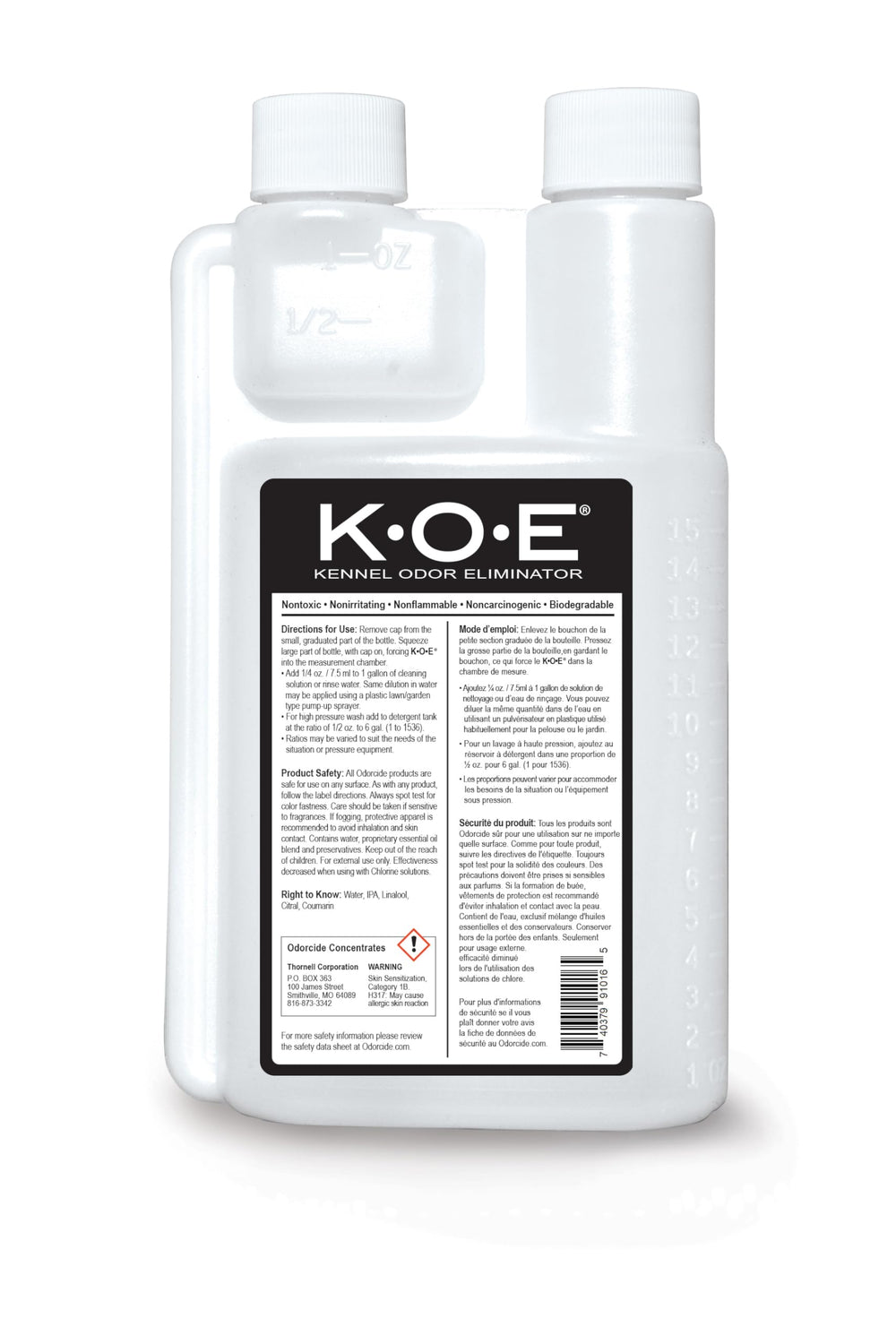 Odorcide K.O.E. Apricot image emphasizes safety for pets and children.