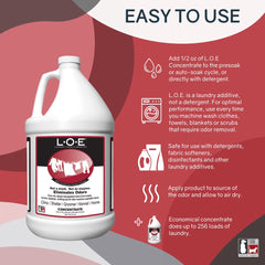 Odorcide Laundry Odor Eliminator label closeup highlighting safe non-enzymatic formula
