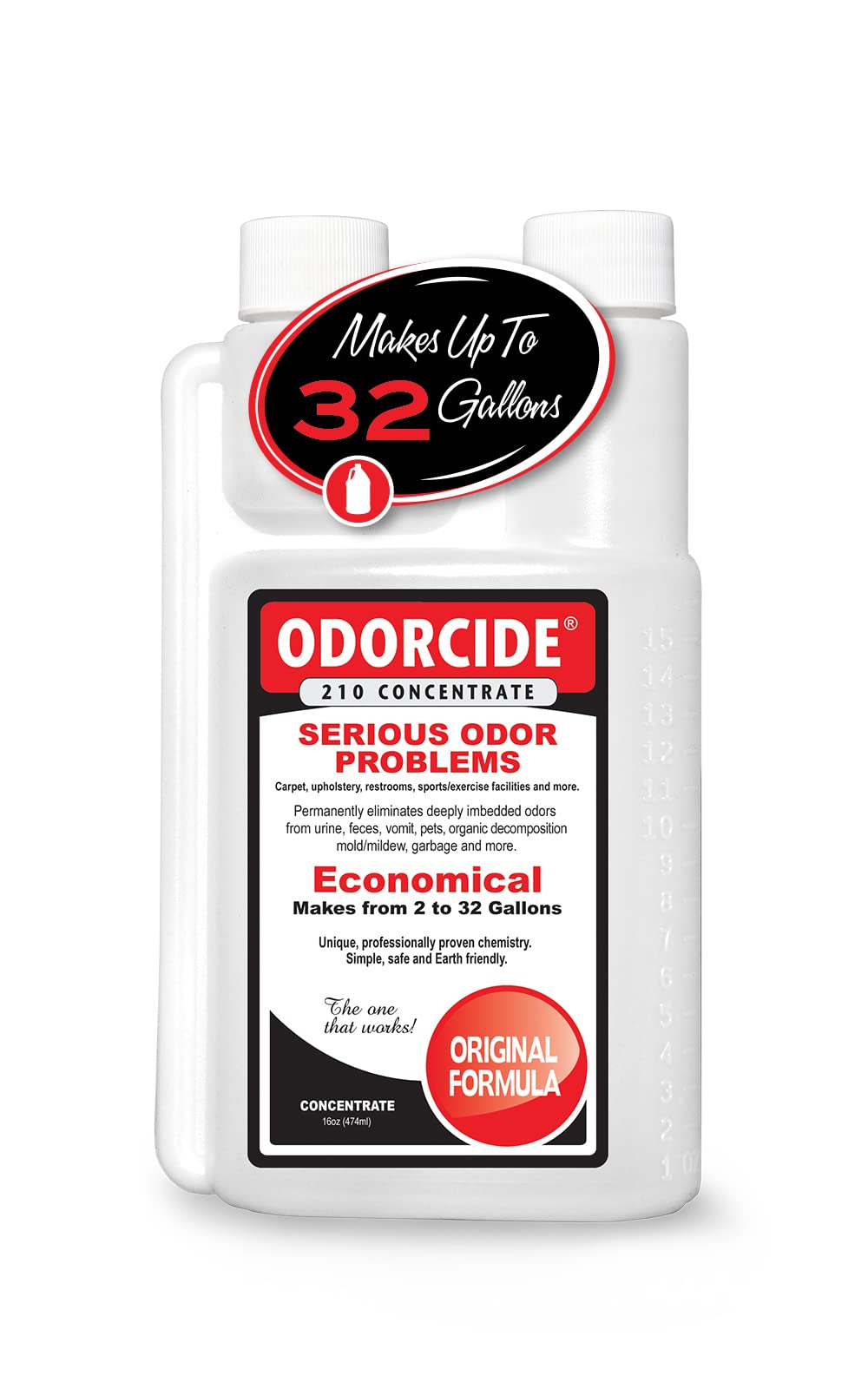 Odorcide odor eliminator concentrate bottle ready for dilution and use.