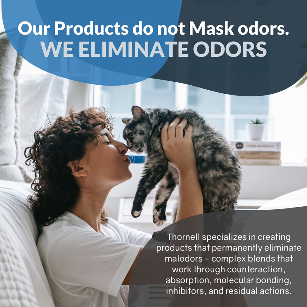 Odorcide Thornell Cat Odor-Off near a litter box targets odor sources.