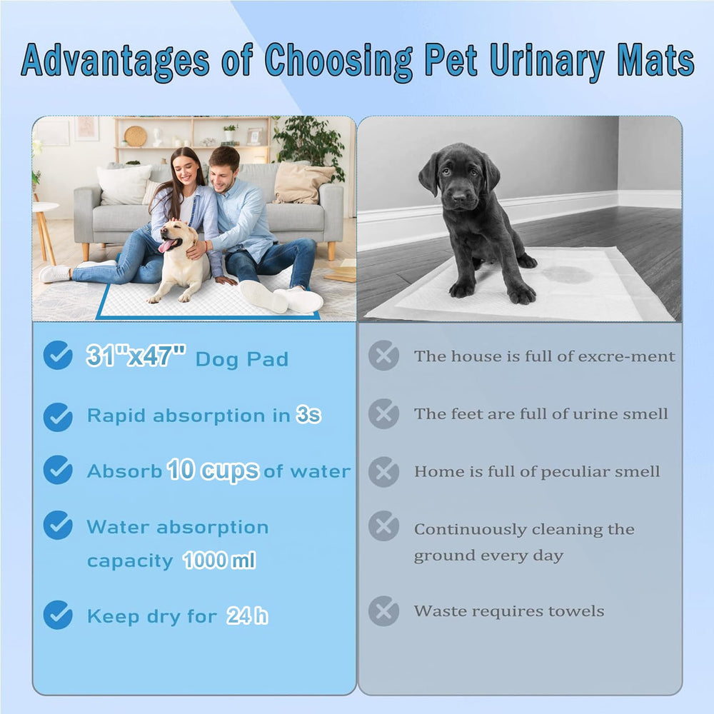 Odorless XXXXL Puppy Pee Pad thick design offers extra protection against leaks.