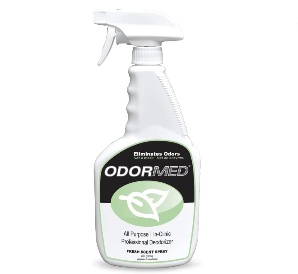 Odormed Odor Eliminator spray bottle demonstrates quick odor removal for shared spaces.