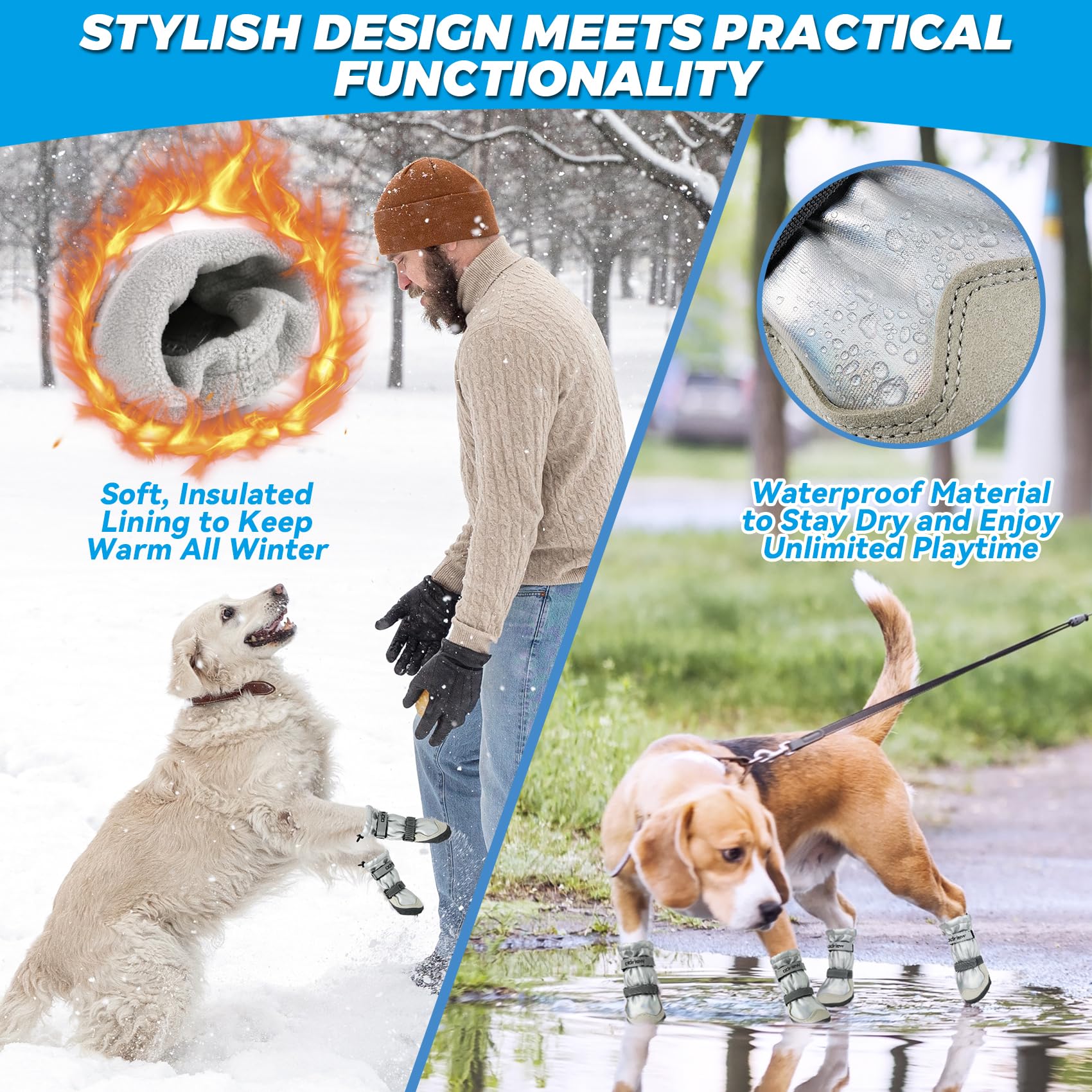 ODRIEW dog shoes anti-slip sole provides traction on wet surfaces