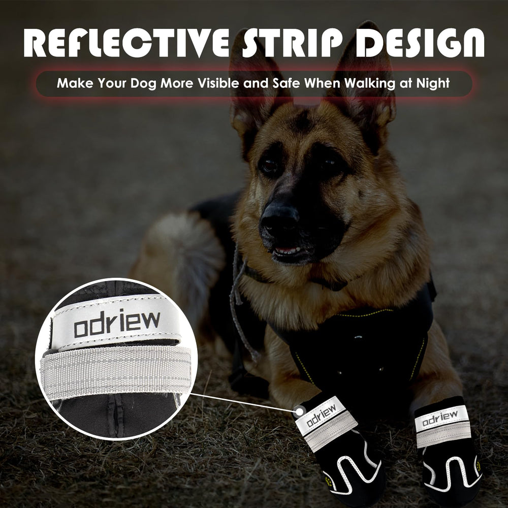 ODRIEW dog shoes breathable fabric keeps paws cool during outdoor adventures.