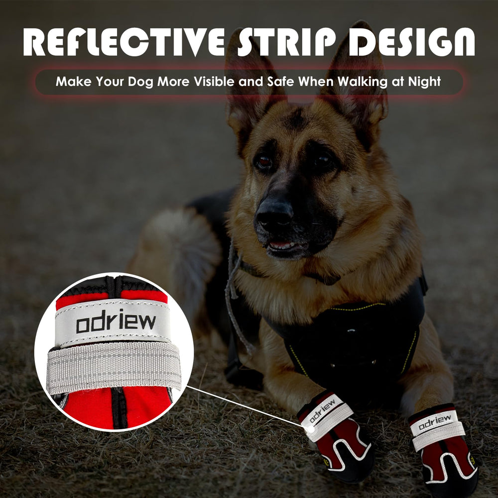 ODRIEW dog shoes size chart close-up shows accurate sizing for better fit.