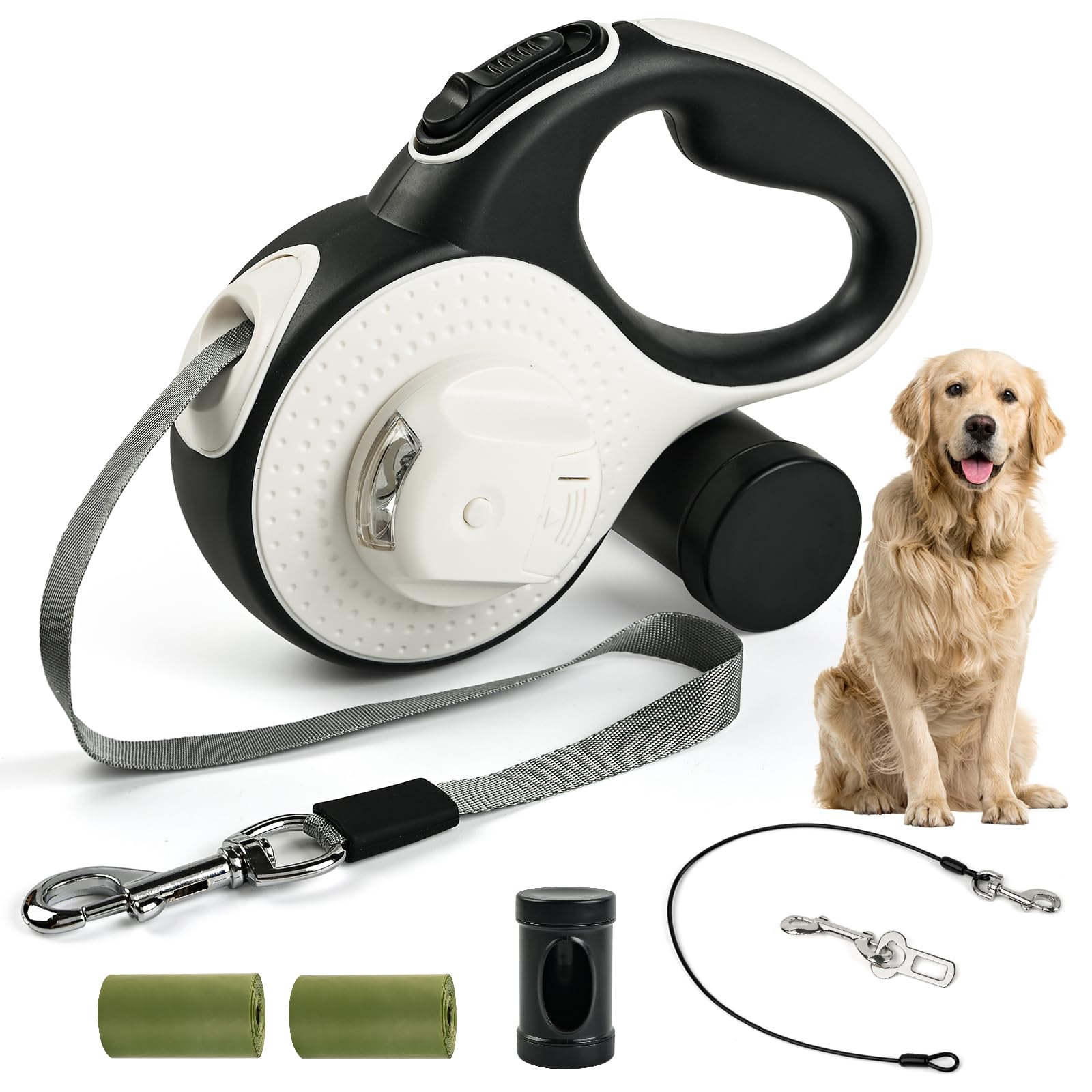 ODRIEW heavy-duty retractable leash in blue used on a large dog for safe walking