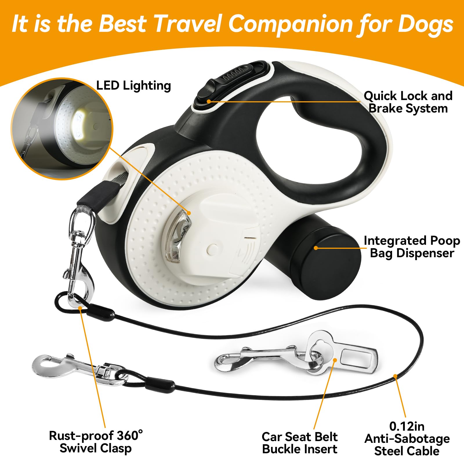 ODRIEW detachable poop bag dispenser with bags for quick cleanup