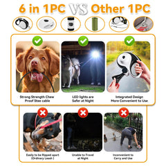 ODRIEW leash features LED light and built-in poop bag dispenser for night use
