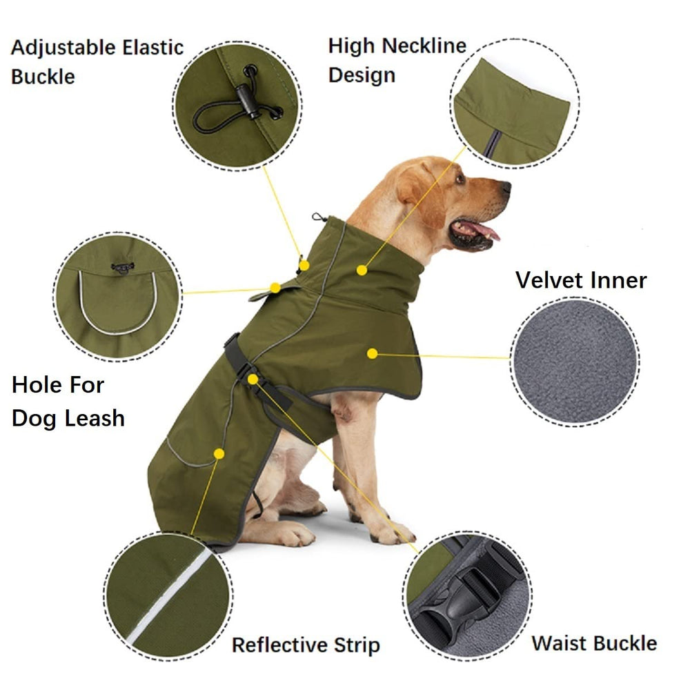 ODSSDAPU Barkworthies dog raincoat reflective strip enhances visibility at night.