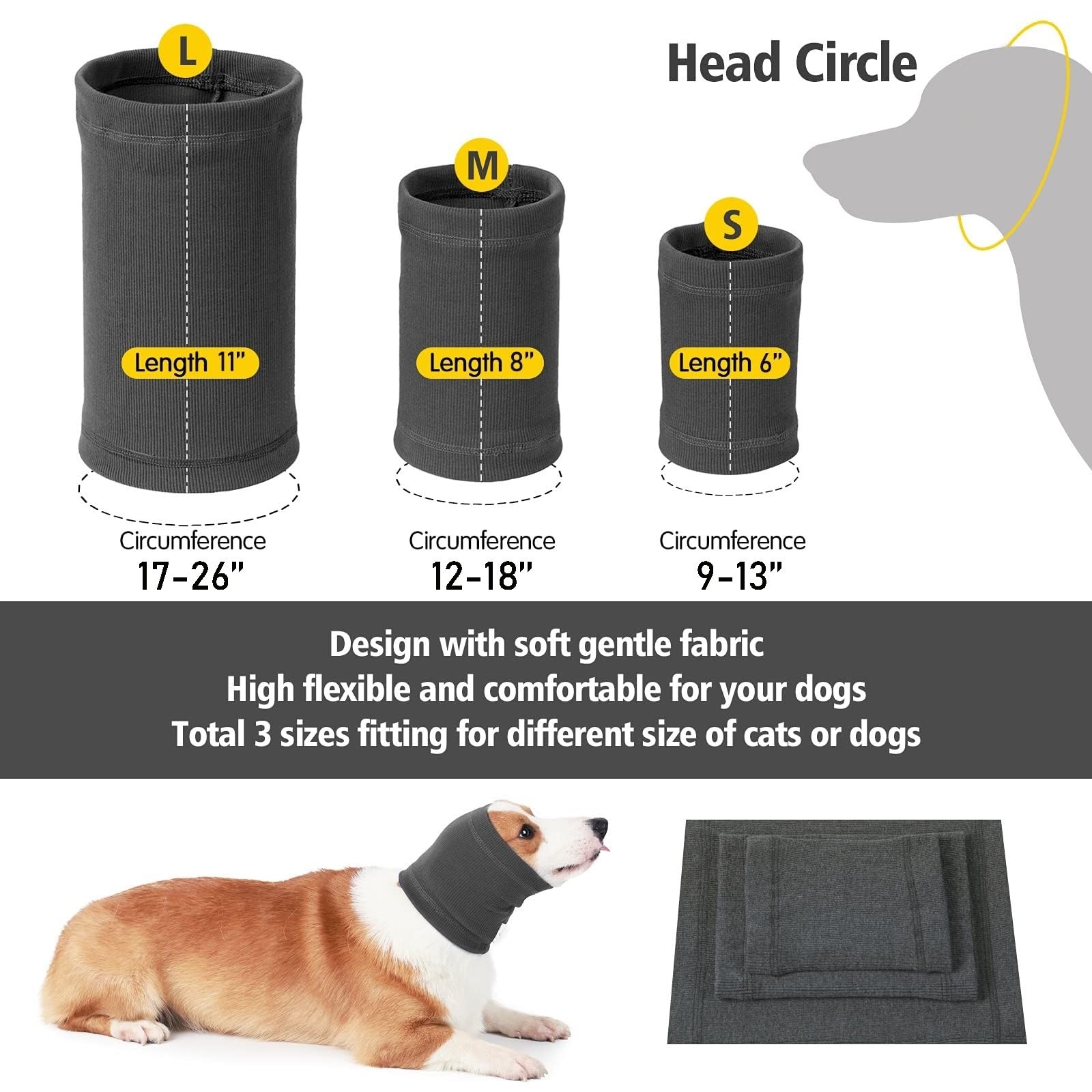 ODSSDAPU No Shake Ear Wraps during fireworks scene shows noise protection for anxious dogs.