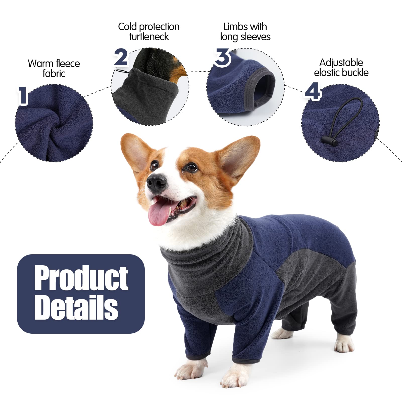 ODSSTAIPS dog winter coat with turtleneck fur collar provides extra coverage in breezy conditions.