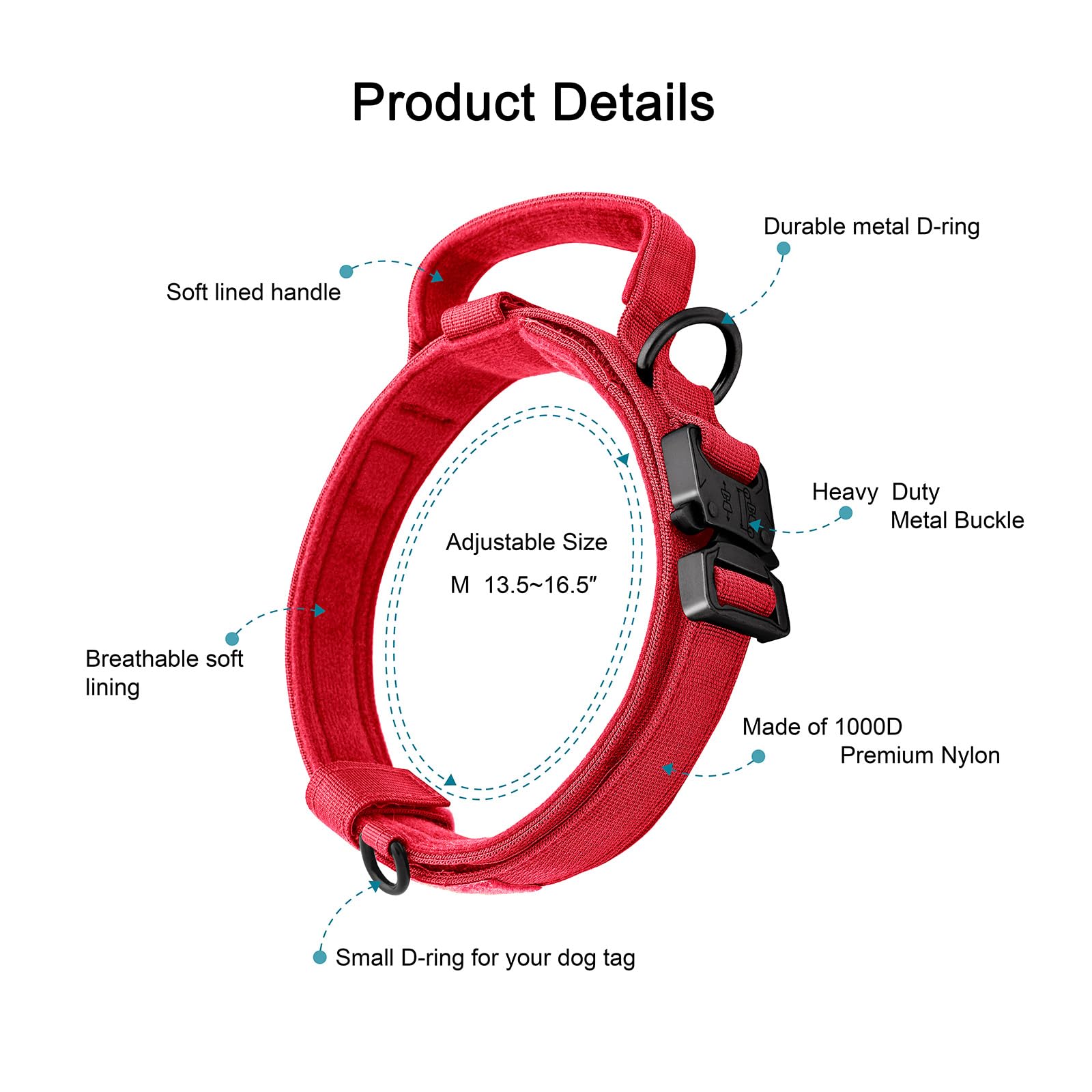OEBEESA double D-ring design adds attachment options for tags and leash