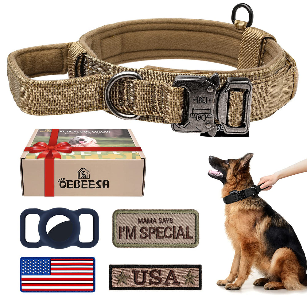 OEBEESA Tactical dog collar control handle closeup offers confident training and steady control.