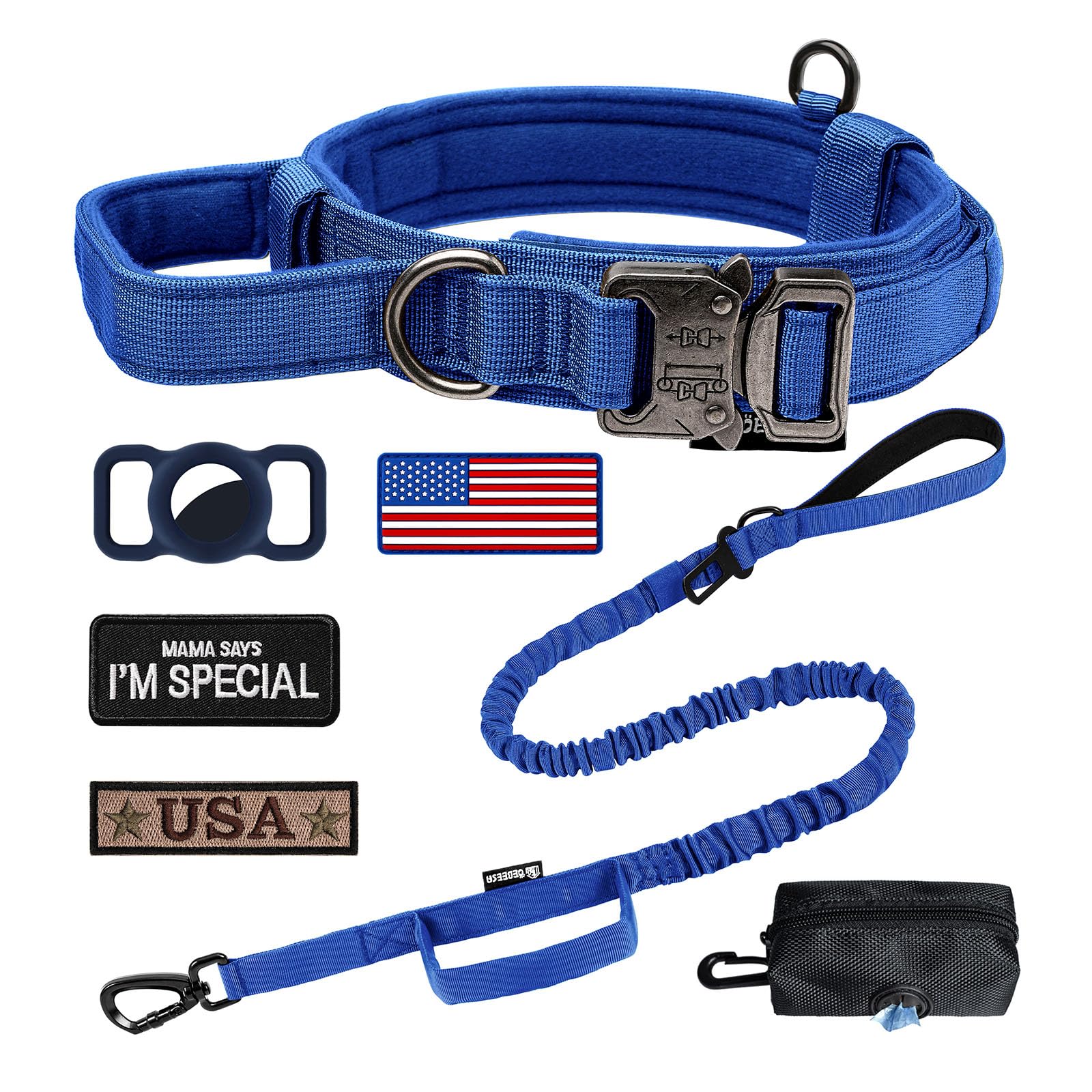 OEBEESA Tactical collar with soft handle close-up for controlled walks