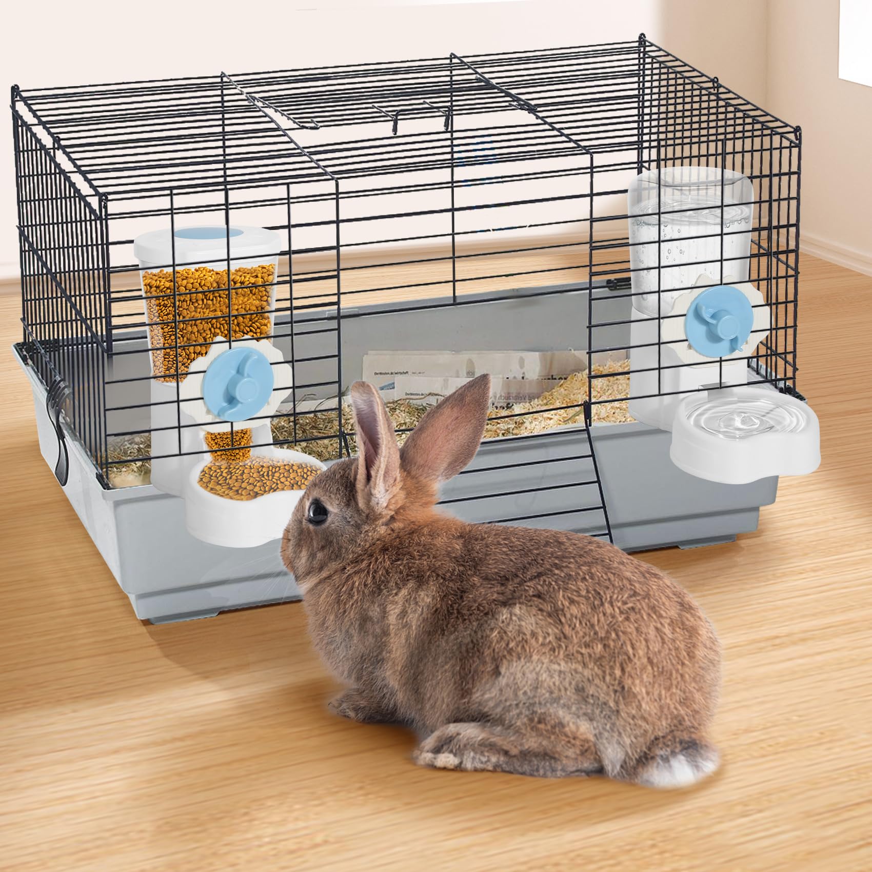 OFFKITSLY 35oz food and 28oz water capacities fit small animals like rabbits and hamsters