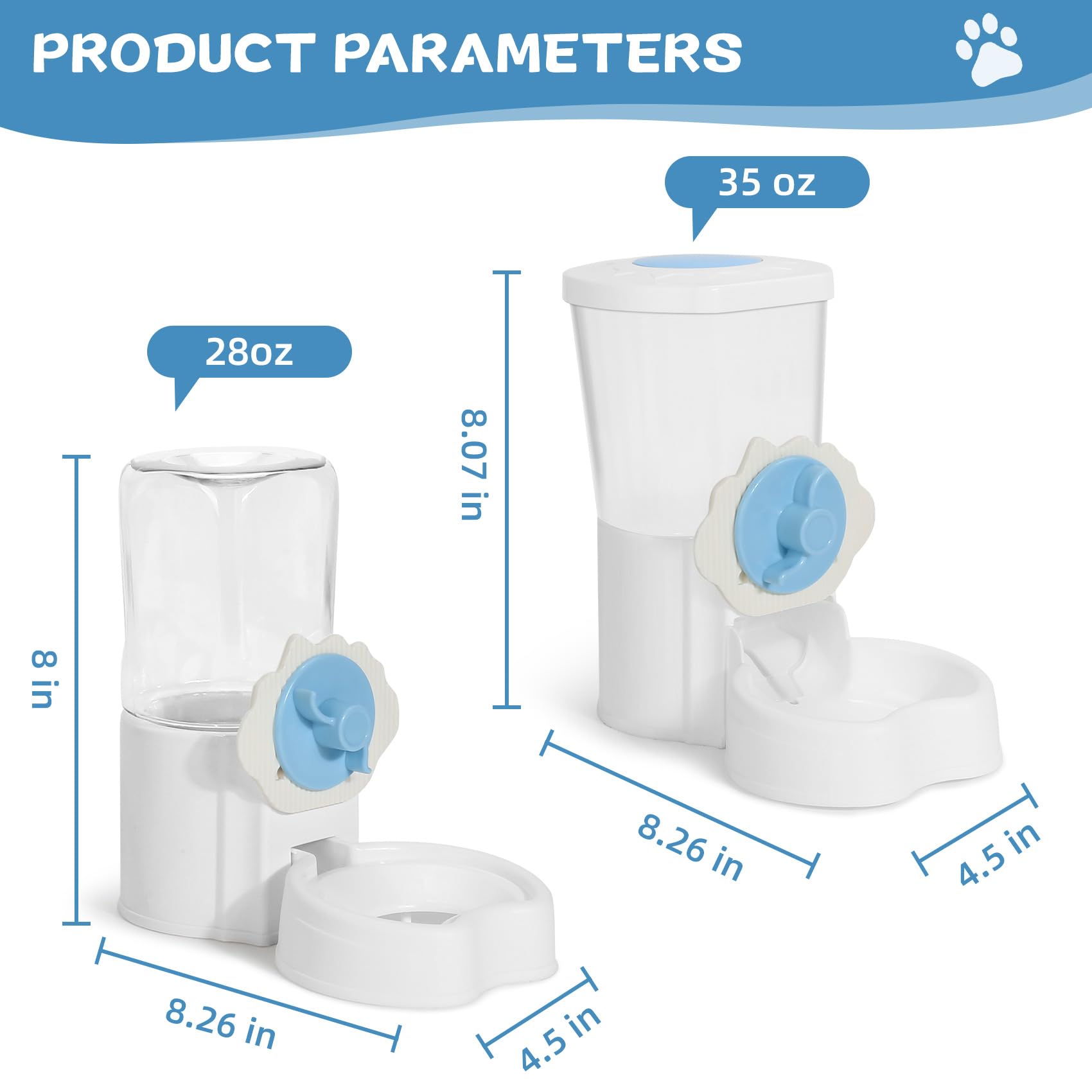 OFFKITSLY gravity-feed feeder installed in cage provides consistent meals without daily refill