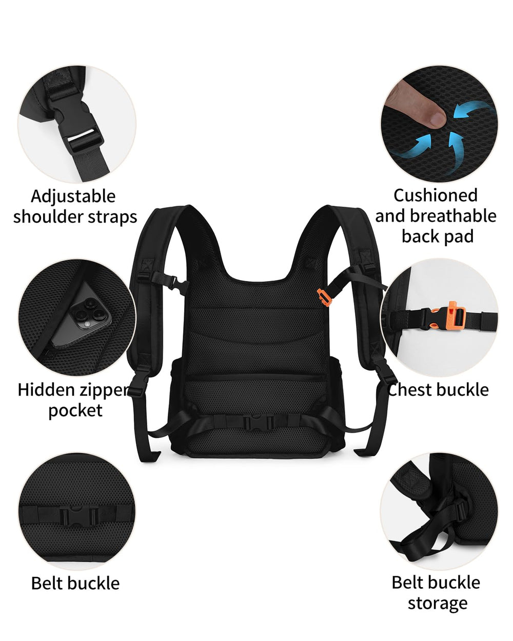 OFY Puffy pockets and compartments image demonstrates organized storage for on-the-go essentials.
