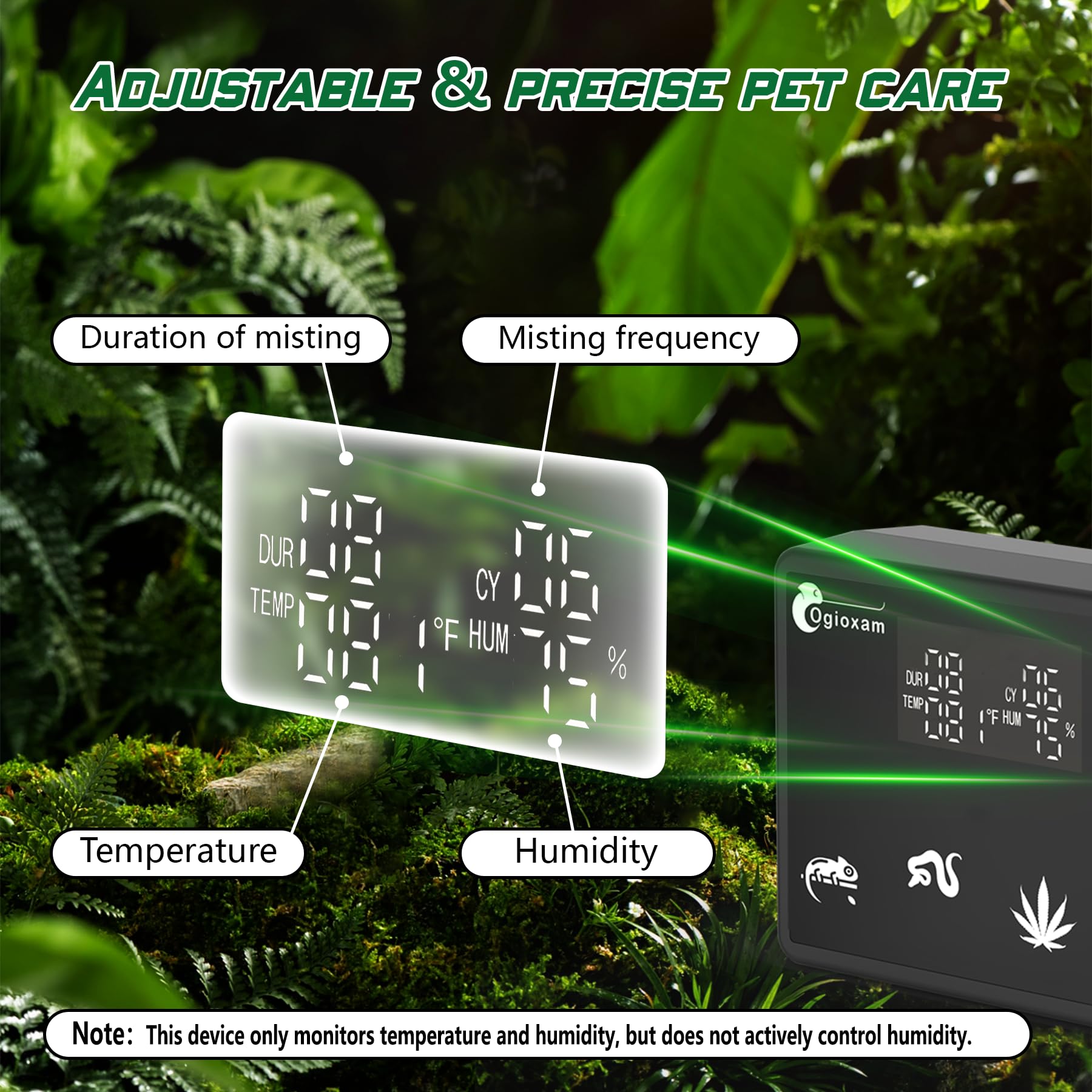 Ogioxam reptile mister 360-degree nozzle close-up highlighting full enclosure coverage